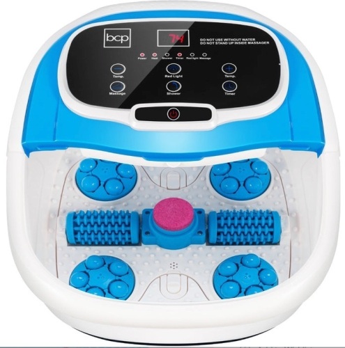 Automatic Heated Shiatsu Massage Foot Bath Spa w/ Pumice Stone, Sky Blue, Untested, Appears New - Lot 253