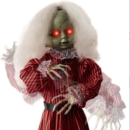 Haunted Holly Animatronic Roaming Doll Halloween Decoration w/ Light-Up Eyes, Untested, Appears New - Lot 255