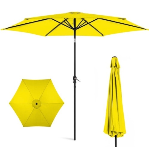 Outdoor Steel Market Patio Umbrella Decoration w/ Tilt, Crank Lift - 10ft, Yellow, E-Commerce Return/Appears New - Lot 265