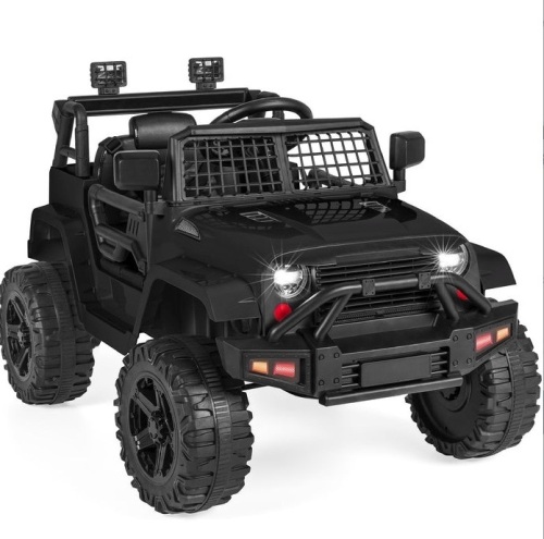12V Kids Ride-On Truck Car w/ Parent Remote Control, Spring Suspension, Black, Appears New/Damaged Box - Lot 271
