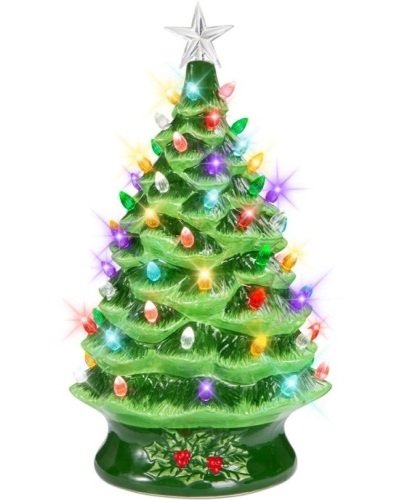 XL Pre-Lit Ceramic Christmas Tree Battery-Powered w/ LED Light, Timer - 24in, Appears New - Lot 286