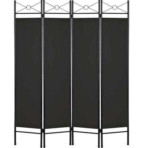 4-Panel Folding Privacy Screen Room Divider Decoration Accent, 6ft, Black, Appears New - Lot 288