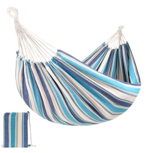 Lot of 2-Person Brazilian-Style Double Hammock w/ Portable Carrying Bag, Ocean, and Portable Heavy-Duty Steel Hammock Stand w/ Built-In Wheel, Case - 9ft, Appears New - Lot 320