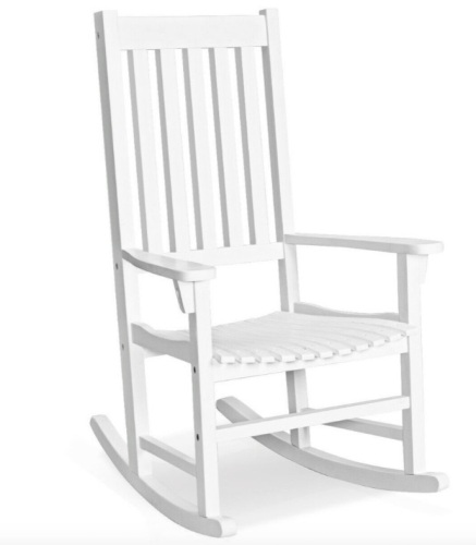 Indoor Outdoor Wooden High Back Rocking Chair-White, May Be Missing Hardware, Appears New - Lot 331
