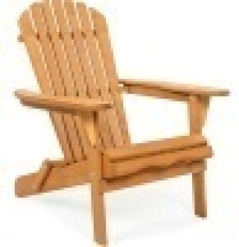 Folding Wooden Adirondack Chair Accent Furniture w/ Natural Finish - Brown, Appears New - Lot 344