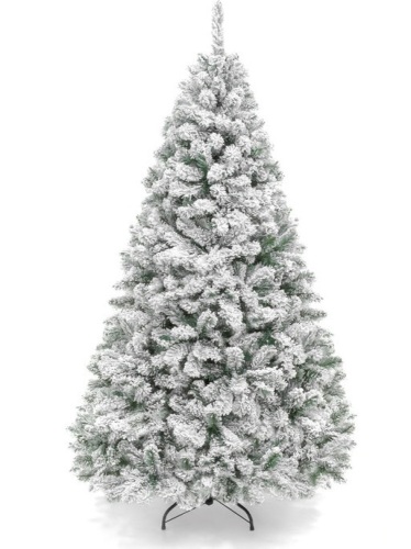 Premium Snow Flocked Artificial Pine Christmas Tree w/ Foldable Metal Base, 6ft, Appears New - Lot 363