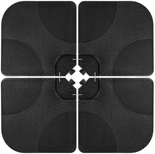 4-Piece Cantilever Offset Patio Umbrella Stand Square Base Plate Set, Black, Appears New - Lot 365