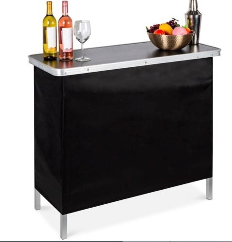 Portable Pop-Up Bar Table w/ Carrying Case, Removable Skirt, Appears New - Lot 375