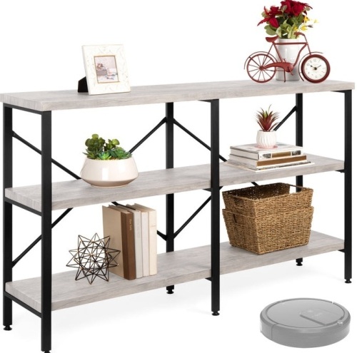 3-Tier Industrial Hallway Console Table for Living Room, Entry Way - 55in, Gray, May Be Missing Hardware, Appears New - Lot 140