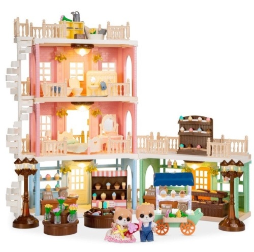 Deluxe Cottage Dollhouse Mansion Pretend Toy Playset w/ Tiny Critters, Appears New - Lot 115