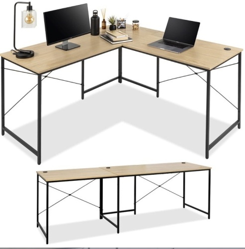 Modular L-Shaped Office Desk w/Customizable Setup - 94.5in, May Be MIssing Hardware, E-Commerce Return/Appears New - Lot 192