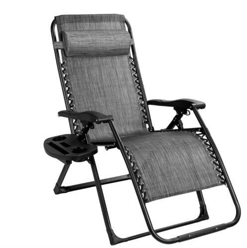 Oversize Lounge Chair Patio Heavy Duty Folding Recliner-Gray, Appears New/Damaged Box - Lot 126