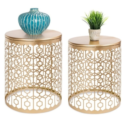 Set of 2 Decorative Round Side Accent Table Nightstands w/ Nesting Design, Appears New - Lot 450