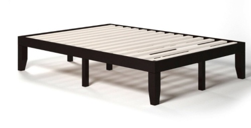 14" Full Size Wood Platform Bed Frame With Wood Slat Support-Brown, May Be Missing Hardware, E-Commerce Return - Lot 130