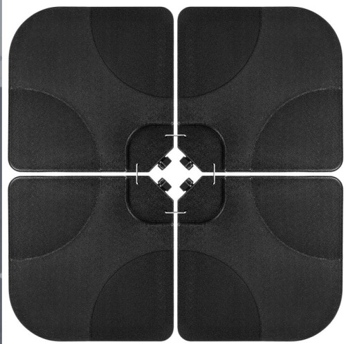 4-Piece Cantilever Offset Patio Umbrella Stand Square Base Plate Set, Black, Appears New - Lot 334