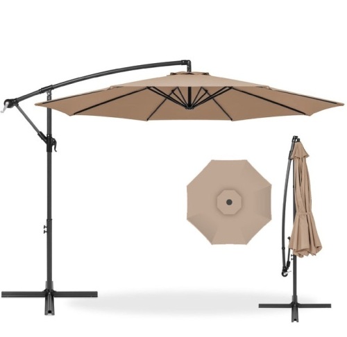 Offset Hanging Patio Umbrella - 10ft, Tan, E-Commerce Return/Damaged Box - Lot 109