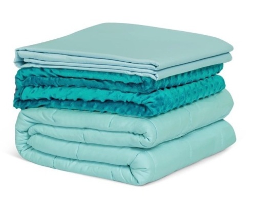 Heavy Weighted Blanket 3 Piece Set w/Hot & Cold Duvet Covers, 60x80in, Green, Appears New - Lot 161
