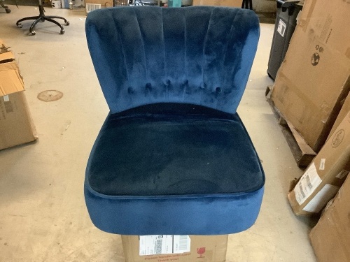 Upholstered Chair, Wooden Legs, Blue, Chair Legs & Hardware Included, Appears New/Damaged Box - Lot 337