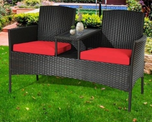 Patio Rattan Conversation Set -Red, Appears New/Damaged Box - Lot 377