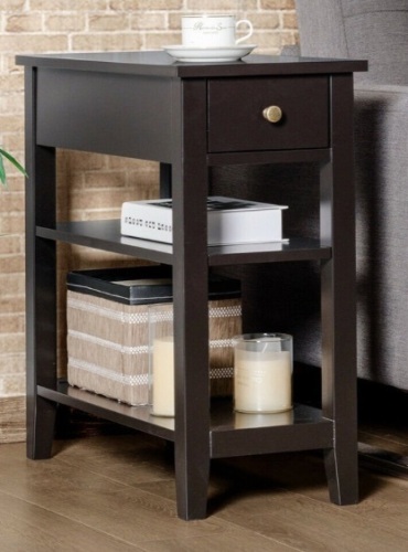 3-Tier Nightstand Bedside Table Sofa Side With Double Shelves Drawer, Black, Appears New - Lot 445
