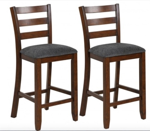 2 Pieces Counter Height Chairs with Fabric Seat and Rubber Wood Legs, May Be Missing Hardware, E-Commerce Return - Lot 444
