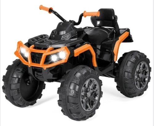 BCP,12V Kids Ride-On 4-Wheeler Quad ATV Car w/ 3.7mph Max, Bluetooth, Headlights, Orange, Appears New - Lot 75