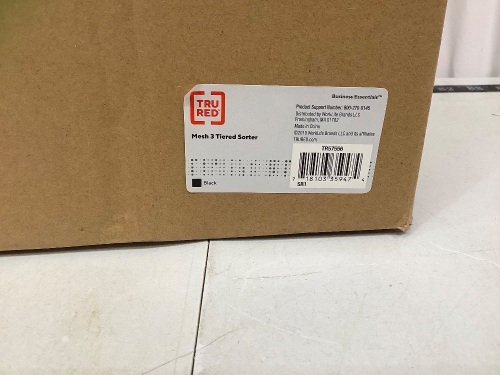 Tru Red, Mesh 3 Tiered Sorter, Black, Appears New/E-Commerce Return - Lot 177