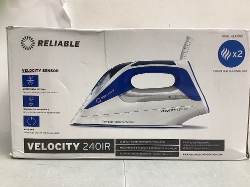 Velocity Steam Iron, Powers Up, Appears New - Lot 329