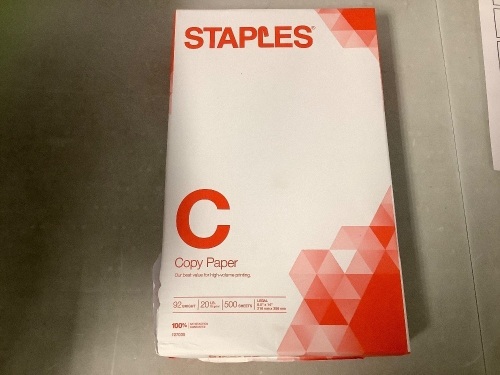 Lot of (10) Staples Copy Paper, E-Comm Return - Lot 351