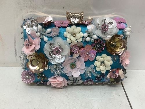 Flower Bedazzled Clutch Purse, Appears New - Lot 546
