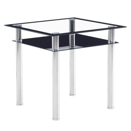 Glass Dining Table Modern Minimalist Glass Kitchen Office Table Square Transparent Metal Legs 2 Tiers - Lot 87