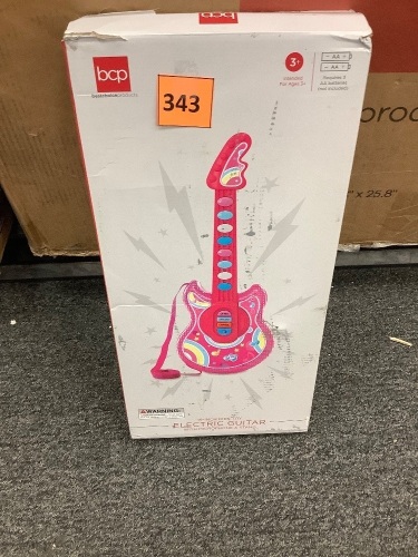 19in Kids Toy Electric Guitar w/ Microphone and Stand - Lot 343