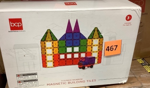110 Piece Rainbow Magnetic Building Tiles - Lot 467
