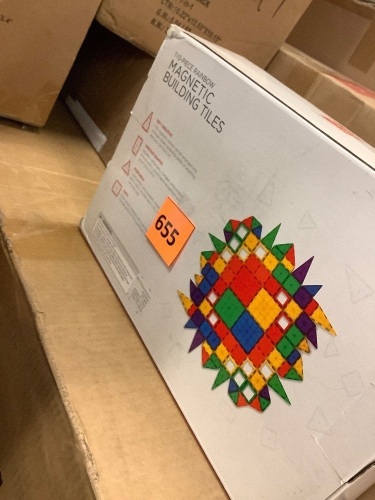 110 Piece Rainbow Magnetic Building Tiles - Lot 655