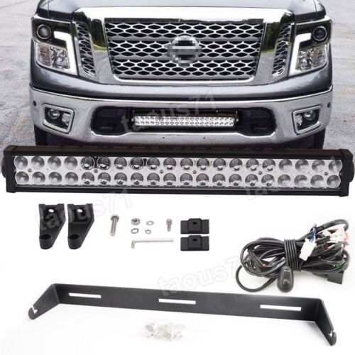 FIT 03-UP Nissan Titan XD Truck Into Bumper Grille 22"inch Light bar Mount Kit - Lot 4100