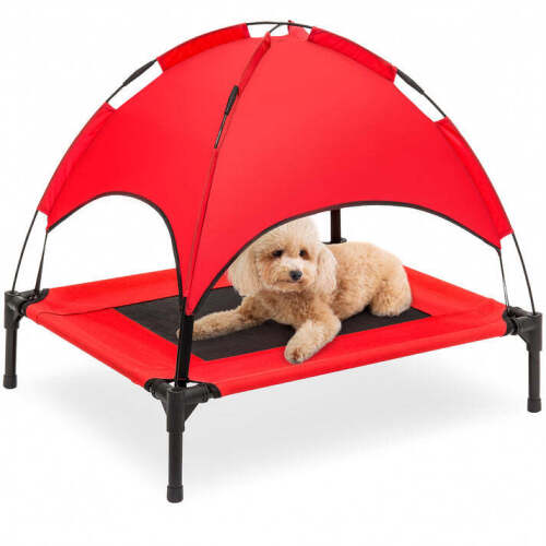 Elevated Cooling Dog Bed, Outdoor Pet Cot w/ Canopy, Carry Bag - Lot 4761