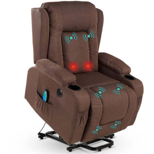 Electric Power Lift Recliner Massage Chair w/ Heat, USB Port, Cupholders - Lot 4641