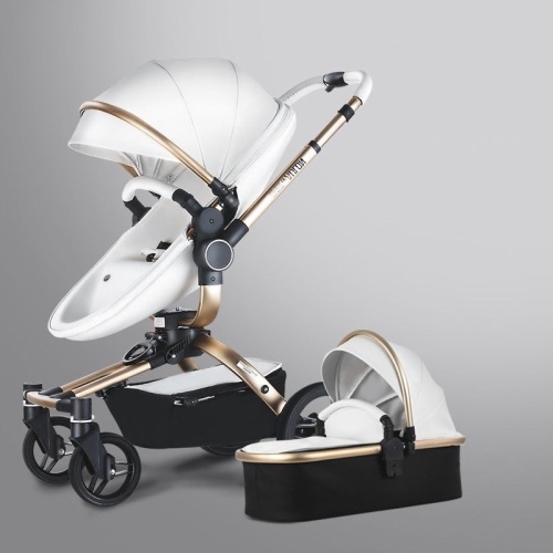 Max Of Aulon Luxury 2-In-1 Baby Stroller with Bassinet Leather 360 Degrees Rotating  - Lot 79