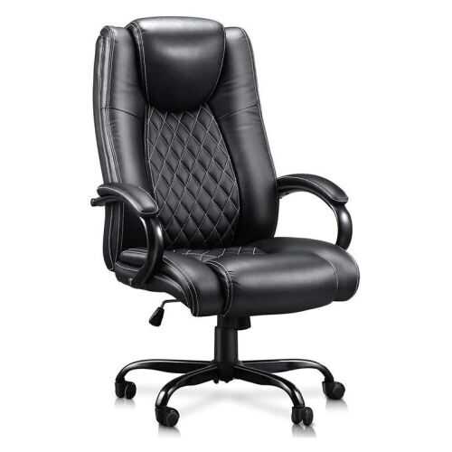 High Back Genuine Leather Executive Chair - Black - Lot 117