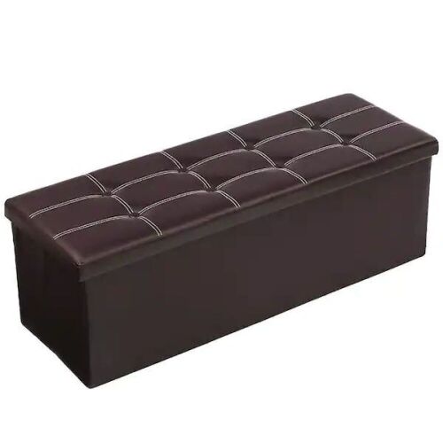 43" Brown Faux Leather Folding Ottoman - Lot 241