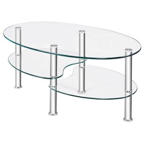 Tempered Glass Oval Coffee Table - Lot 490