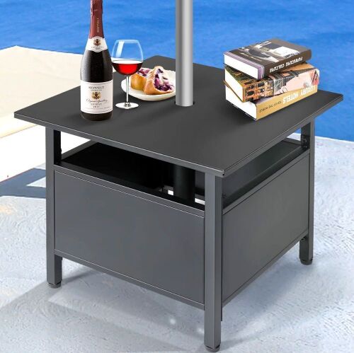 Patio Umbrella Side Table - Black - Lot 520