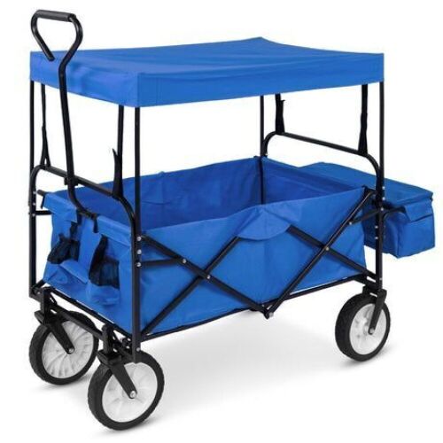 Utility Wagon Cart w/ Folding Design, 2 Cup Holders, Removable Canopy  - Lot 713