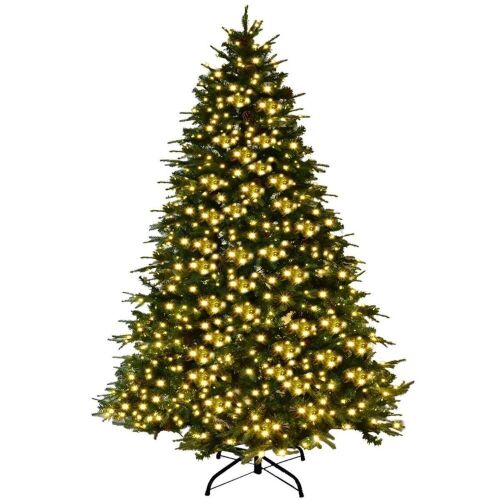 8' Artificial Christmas Tree with LED Lights and Pine Cones - Lot 854
