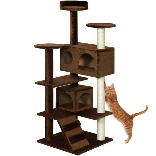 53in Multi-Level Cat Tree Scratcher Condo Tower - Brown - Lot 1174