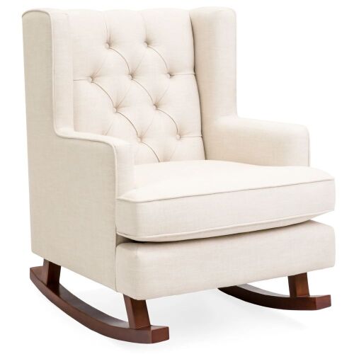 Tufted Upholstered Wingback Rocking Chair - Beige - Lot 98