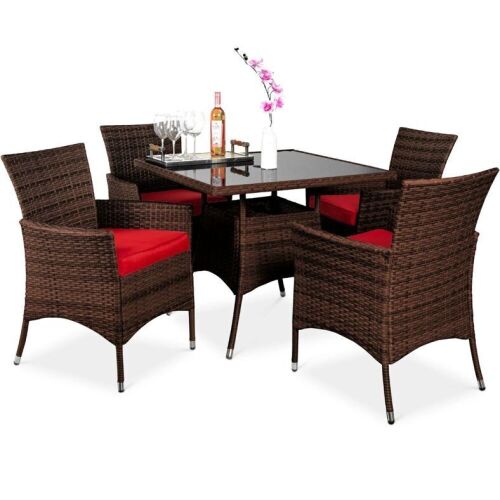 5-Piece Wicker Patio Dining Table Set w/ 4 Chairs  - Lot 83