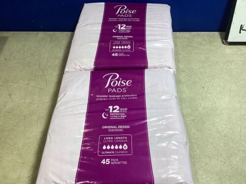 Poise Incontinence Pads, Ultimate, Long Length, 90 ct  - Lot 579