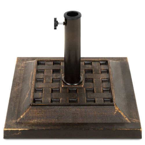 26lb Steel Square Patio Umbrella Base Stand, Basketweave Pattern  - Lot 585