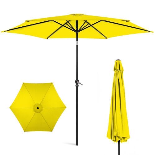 Outdoor Steel Market Patio Umbrella Decoration w/ Tilt, Crank Lift - 10ft  - Lot 595